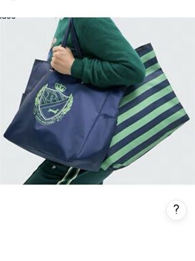 PINK Victoria's Secret Navy Tote with Lime Green Crest
